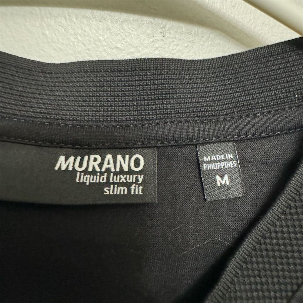 Murano Men's Slim Fit Henley T-Shirt Black Short Sleeve Medium - Picture 3 of 7